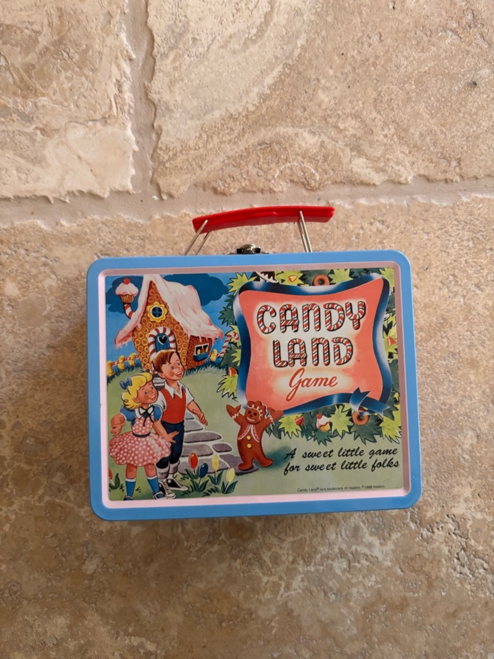 Candy Land Game Retro Metal Lunchbox - Blue with Red Handle